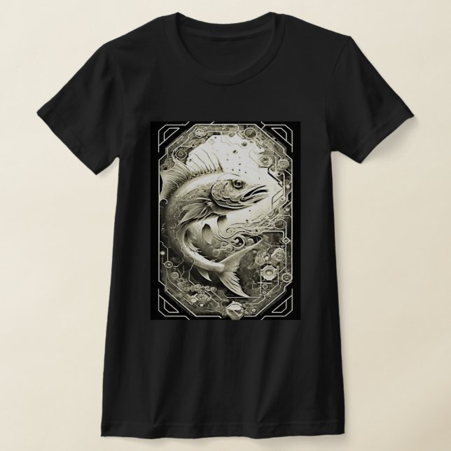 Camiseta Design de Crimson em Greve | Peixe Vermelho Preto  (Postura )