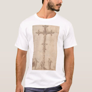 Camiseta Design de Crucifix com a Virgem Maria