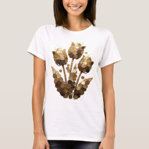 Camiseta Design de declaração de flores de moeda dourada pr
