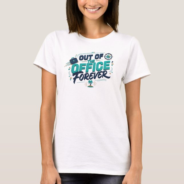 Camiseta Design de declaração de FORA DO TRABALHO em azul-t (Frente)