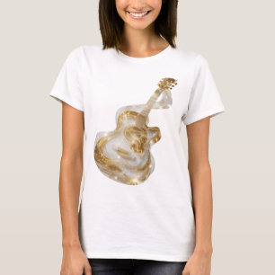 Camiseta Design de declaração de GUITARRA Dourada Prata Afi