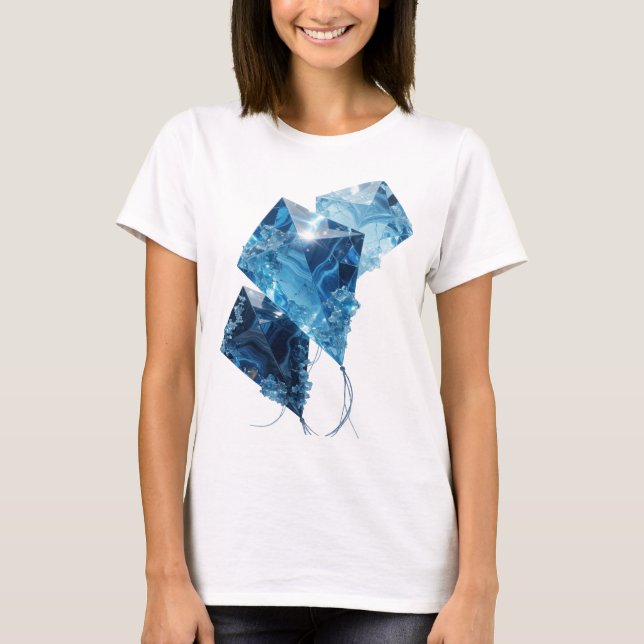 Camiseta Design de declaração de pirâmides de gelo azul pra (Frente)