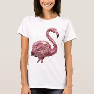 Camiseta Design de declaração FLAMINGO ROSA Prata Limpa