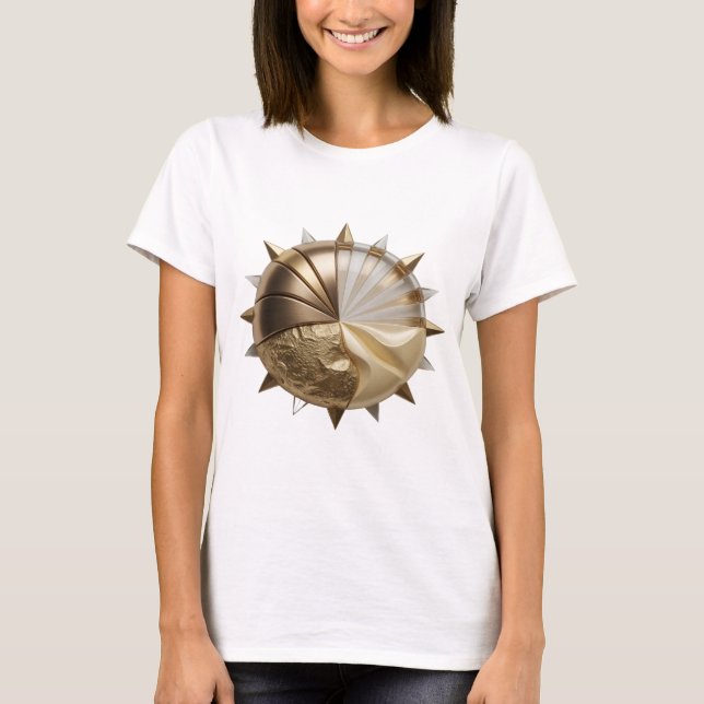 Camiseta Design de declaração LUA DOURADA Prata na Moda (Frente)