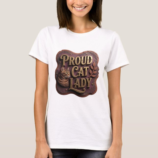 Camiseta Design de declaração PROUD CAT LADY em Ouro Clássi (Frente)