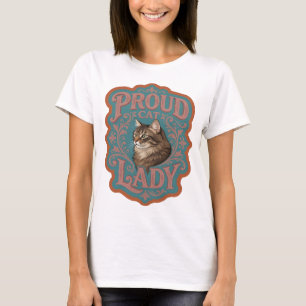 Camiseta Design de declaração Rosa PROUD CAT LADY Fashion