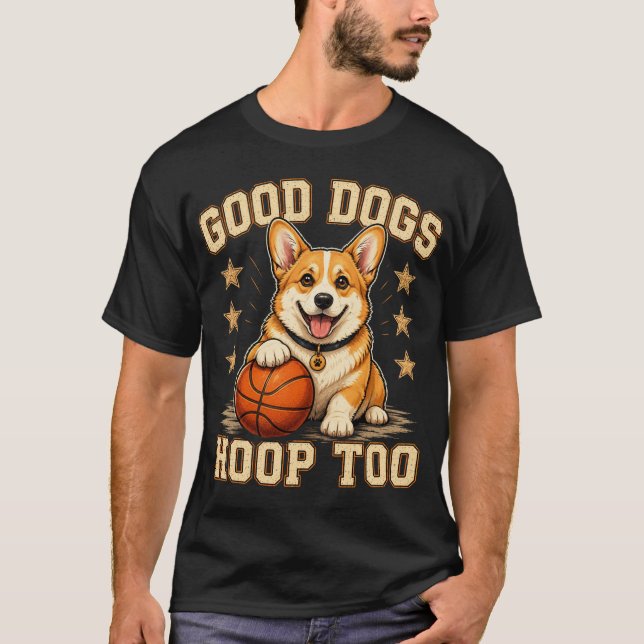Camiseta Design de desenho animado de cachorro de basquete  (Frente)