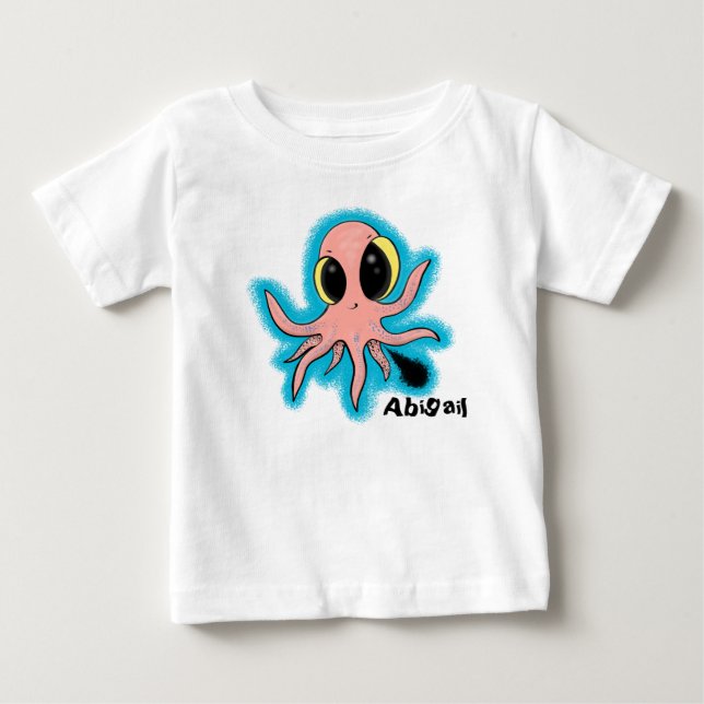 Camiseta design de desenho animado de polvo bebê adorável (Frente)
