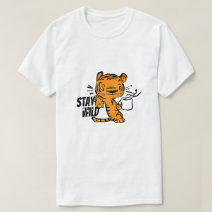 Camiseta Design de desenho animado de tigre amante de café