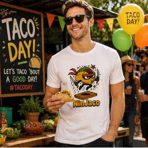 Camiseta Design de desenho animado do Funny Ninja Taco "Nin