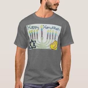 Camiseta Design de Desenho de Mão Feliz Hanukkah