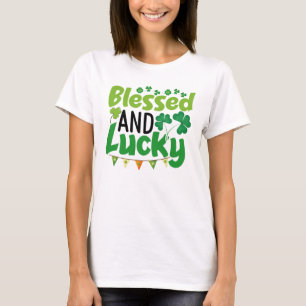 Camiseta Design de Dia de São Patrício Sortudo e Abencoado-