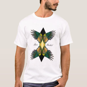 Camiseta Design de Diamante de Asas Duplas Pretas