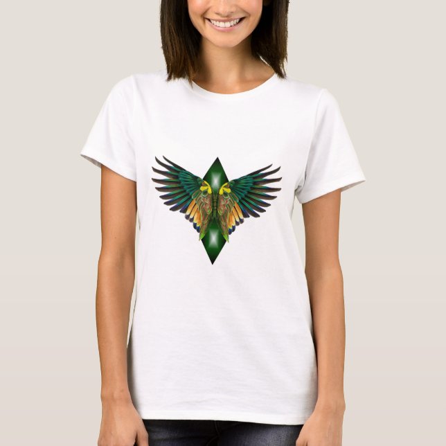 Camiseta Design de Diamond das Asas da Liberdade Verde (Frente)