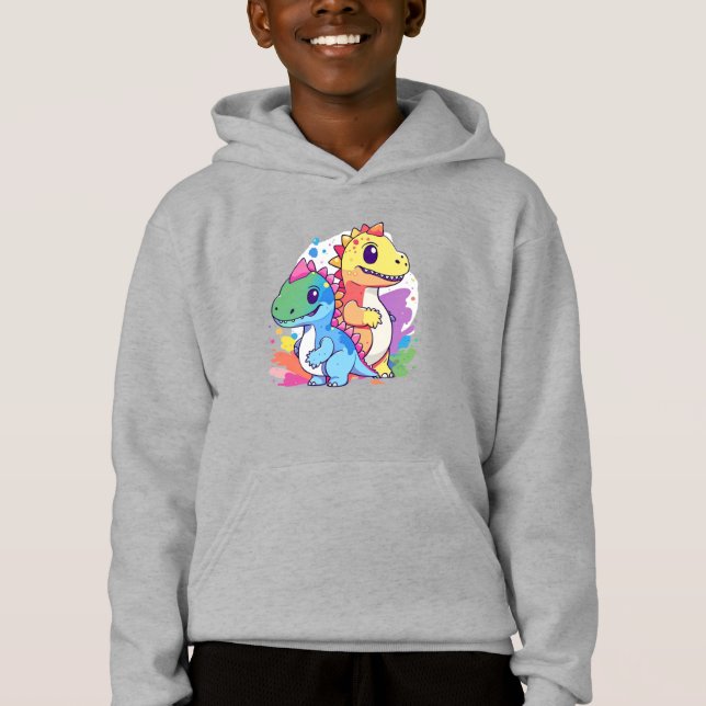 Camiseta Design de Dinossauro Colorido Bonito (Frente)