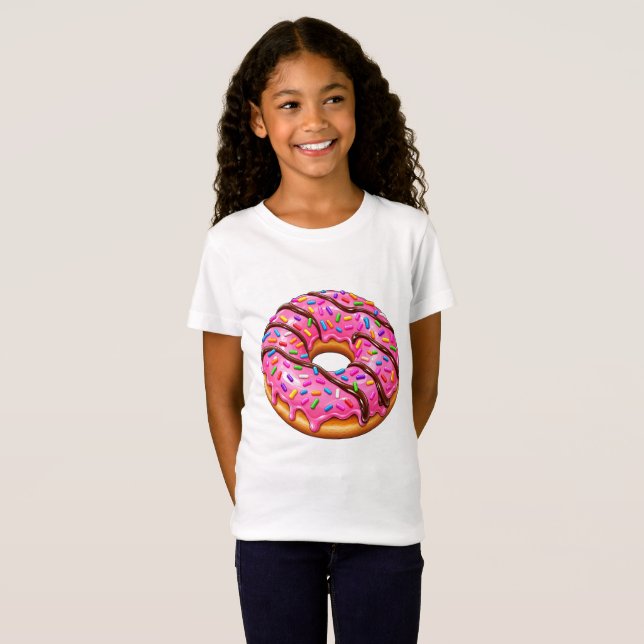 Camiseta Design de Donut Colorido Fofo (Frente Completa)