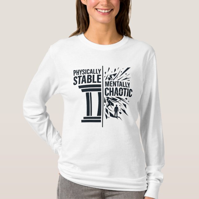 Camiseta Design de Dualidade Fisicamente Estável Mentalment (Frente)
