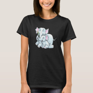 Camiseta Design De Elefante Bonito Para Mulheres Meninas Cr