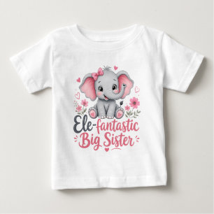 Camiseta Design de Elefante Fofo Irmã Mais Velha Ele-fantás