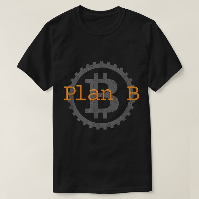 Camiseta Design de engrenagem Bitcoin Plano B (Frente do Design)