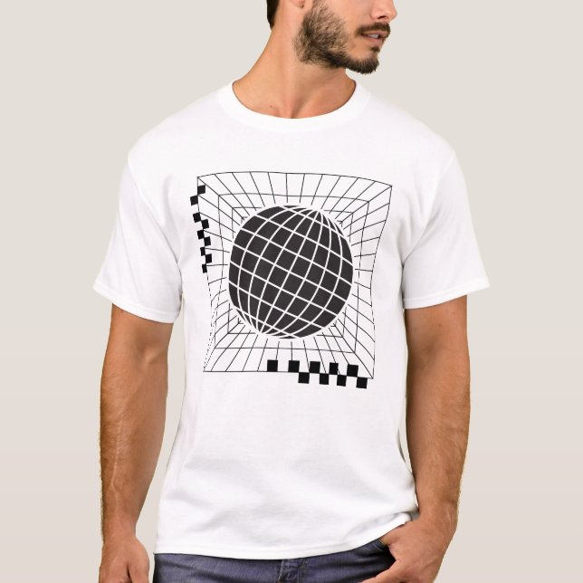 Camiseta Design de Esfera Geométrica Global (Frente)