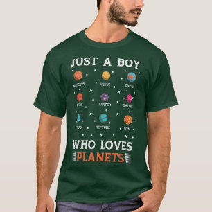Camiseta Design de Espaço Apenas Um Menino Que Ama Planetas
