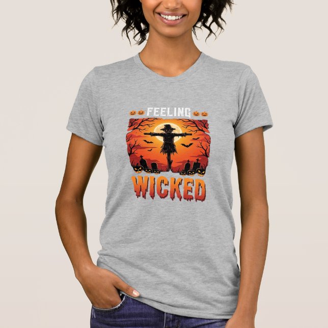 Camiseta Design de Espantalho de Halloween Sentindo-se Malv (Frente)