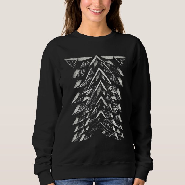 Camiseta Design de Espinha de Peixe Abstrato Legal e Rústic (Frente)