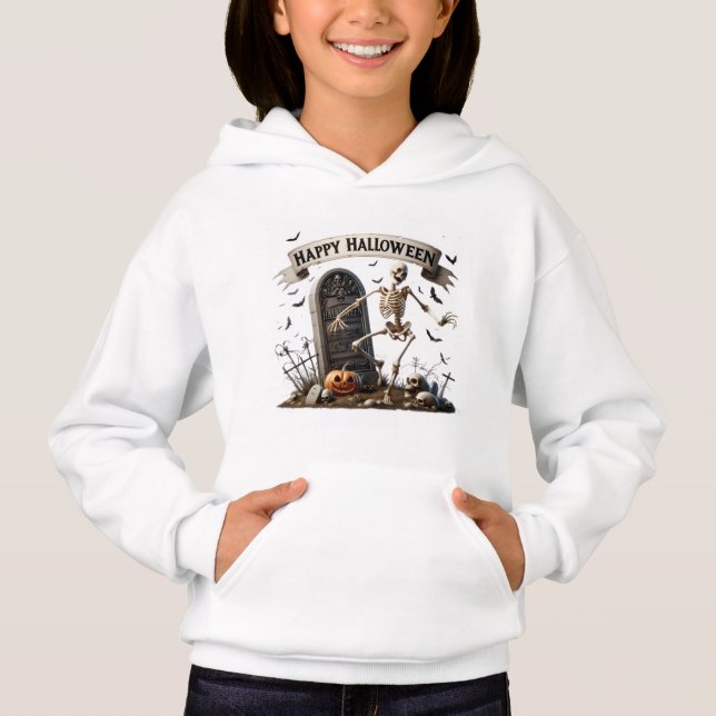 Camiseta Design de Esqueleto Dançante de Halloween (Frente)