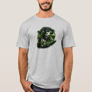 Camiseta Design de estética Streetwear DJ Frog Esqueleto Ne