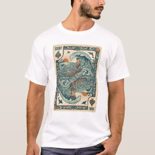 Camiseta design de estilo de carta de baralho ás de surfe