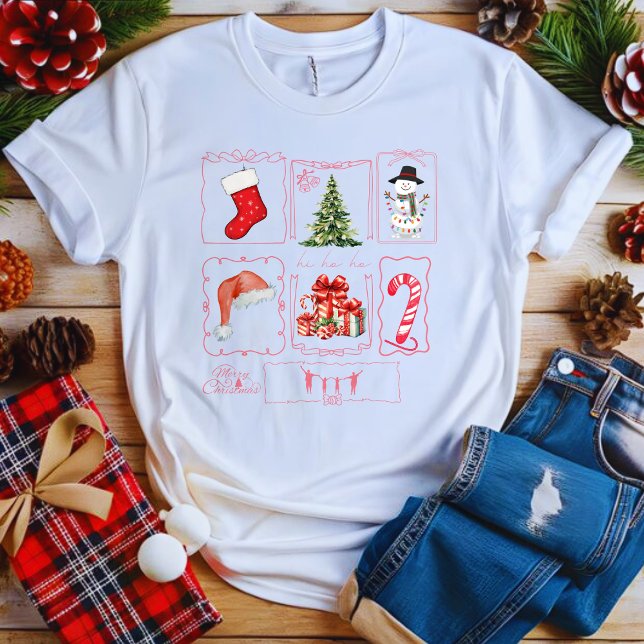 Camiseta Design de Estilo de Colagem de Natal Bonito (Criador carregado)