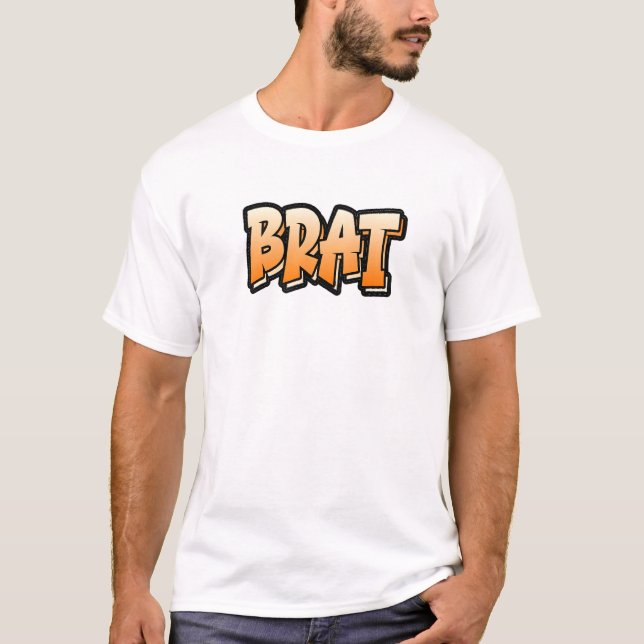 Camiseta Design de Estilo de Grafite Brat que Diz Brat (Frente)