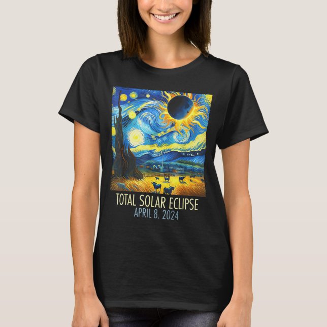Camiseta Design de Estrela Noturna de Eclipse Solar Total (Frente)