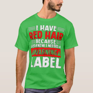 Camiseta Design de Etiqueta de Aviso de Cabelo Vermelho