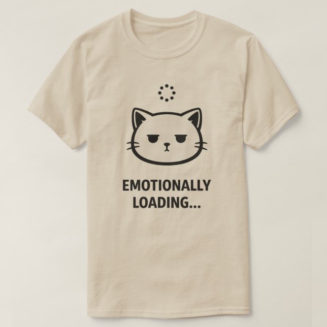 Camiseta Design de Expressão Mínima de Carregamento de Gato (Frente do Design)