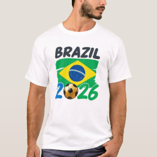 Camiseta Design de Fã de Futebol Brasil 2026 com Cores da B