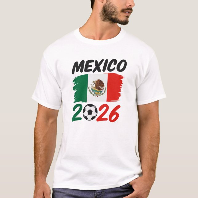 Camiseta Design de Fã de Futebol México 2026 com Bola de Fu (Frente)