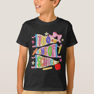 Camiseta Design de Faixa Colorida de 100 Dias de Escola