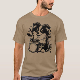Camiseta Design de família de banda de baterista de cachorr