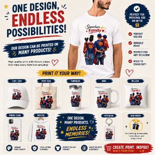 Camiseta Design de Família Super-Herói Presente de Famíli