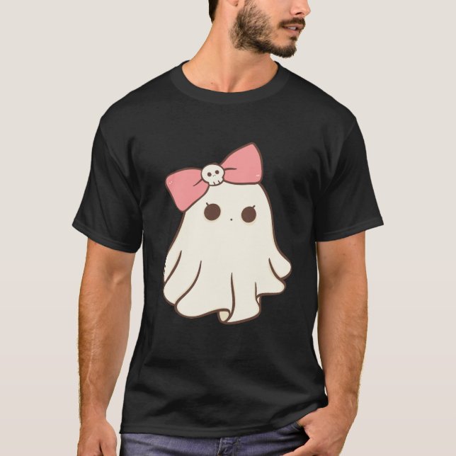 Camiseta Design de Fantasma de Kawaii Adorável (Frente)