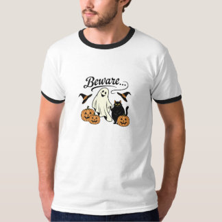 Camiseta Design de Fantasma e Jack O'Lantern de Halloween