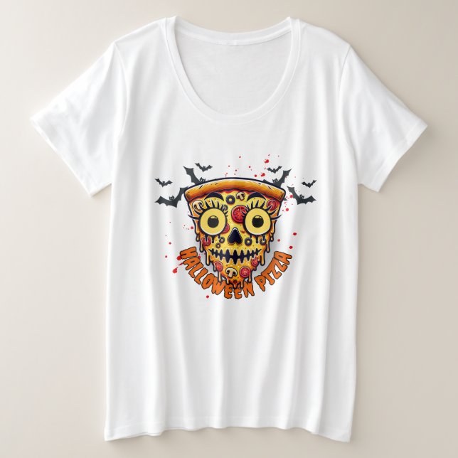 Camiseta Design de Fatia de Pizza de Halloween Spooky (Frente do Design)