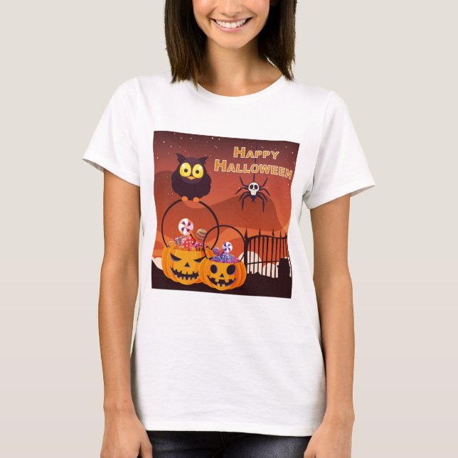 Camiseta Design de Feliz Halloween Muito Bonito (Frente)