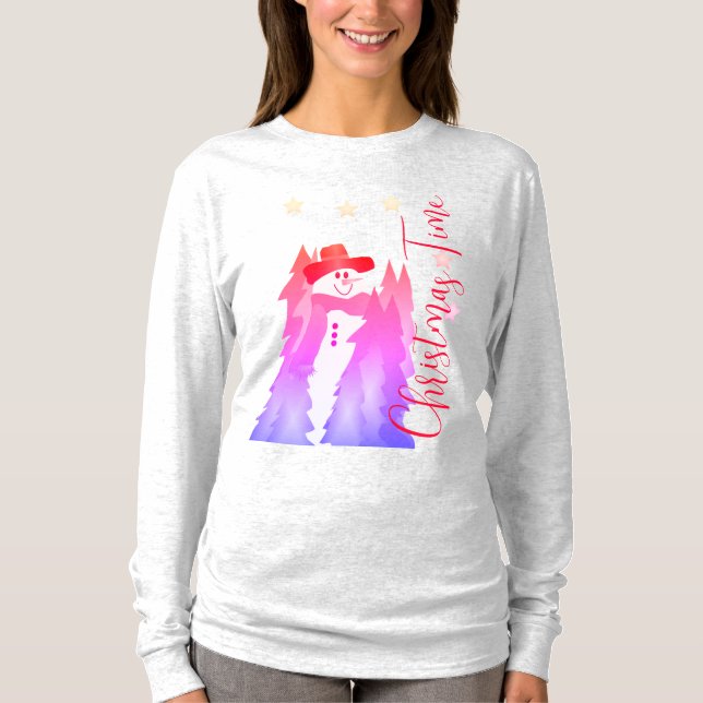 Camiseta Design de Feriado Rosa E Roxo (Frente)