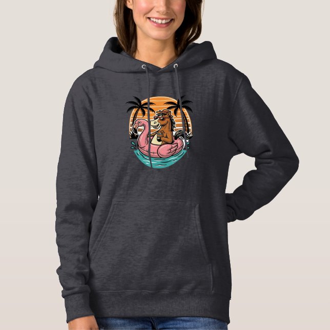 Camiseta Design de Férias de Verão Flutuador Flamingo Caval (Frente)