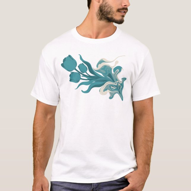 Camiseta Design de Flor Abstrata Única (Frente)