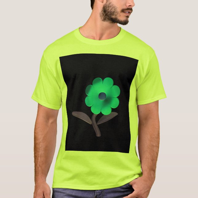 Camiseta Design de flor azul 3D moderno. (Frente)