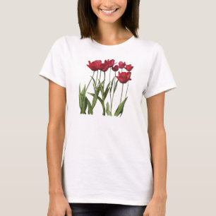 Camiseta DESIGN de Flor de Arte Floral RED TULIPS